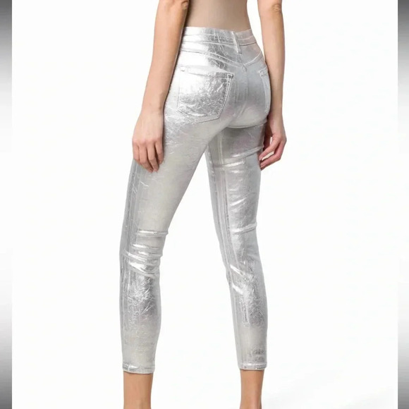 J Brand metallic silver skinny jeans - Picture 2 of 11